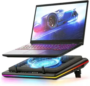 llano RGB Laptop Cooling Pad, Gaming Laptop Cooler with Powerful Turbofan, Fast Cooling Laptop 15.6-21in, Adjustable Speed, Touch Control, LCD Screen