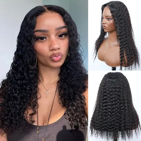 [Ashine] 18 Inch #1B Loose Deep Wavy 5*5HD Front Lace Wig 150% Density Must-Have style Glueless Human Hair Seamless Blend Realistic Hairline