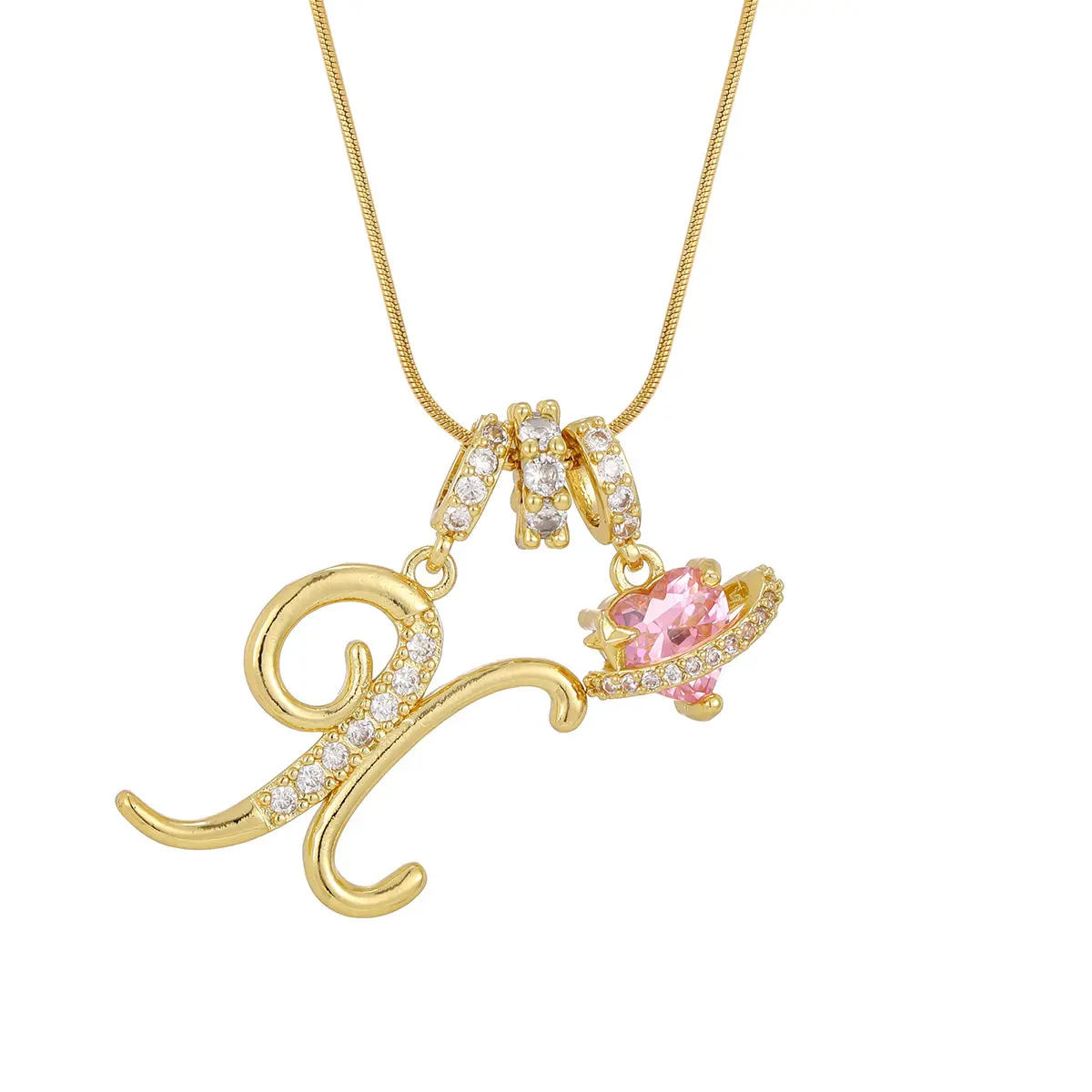 Gold X (Pendant -Snake Bone Chain)