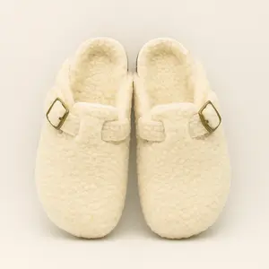 Women's Platform Clogs Sherpa Cover Mules Cork Footbed Winter Potato Shoes
