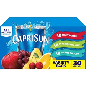 Capri Sun Fruit Punch, Strawberry Kiwi and Pacific Cooler Flavored Juice Drink Blend Variety Pack, 30 ct Box, 6 fl oz Pouches