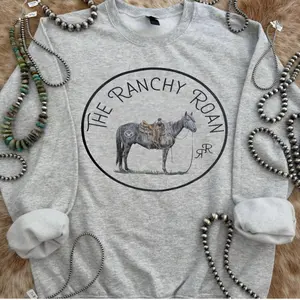 The Ranchy Roan Logo Crewneck & T-shirt, country clothing, Western Cowboy Graphic Hoodie, Trending Western Graphic Hoodie, western clothing, Cowboy Stuff, Western Sweatshirt, Turquoise Tee
