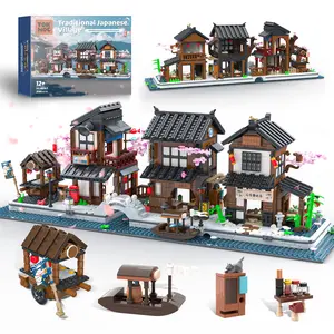 TOKMOC 2058 Pieces Traditional Japanese Cherry Blossom Village Building Set, Sakura Street View Architecture Building Block -Izakaya & Tea House, Collectible Construction Toy Anime Fans Gift for Aged 12 And Above