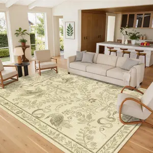 Garvee Animal Print Rug Washable Area Rug Soft Non-slip Foldable and Lint-free Rustic Border Print Rug for Bedrooms Dining Rooms Living Rooms Farmhouses and Laundry Rooms