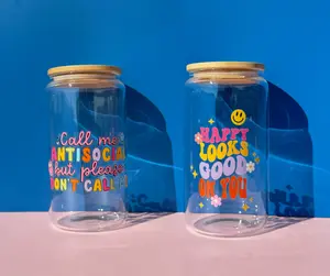 Cute Transparent Glass Cup with Fun Quotes and Colorful Design for Everyday Use Simple Adorable Design Clear Inviting Finish Ideal for Daily Use