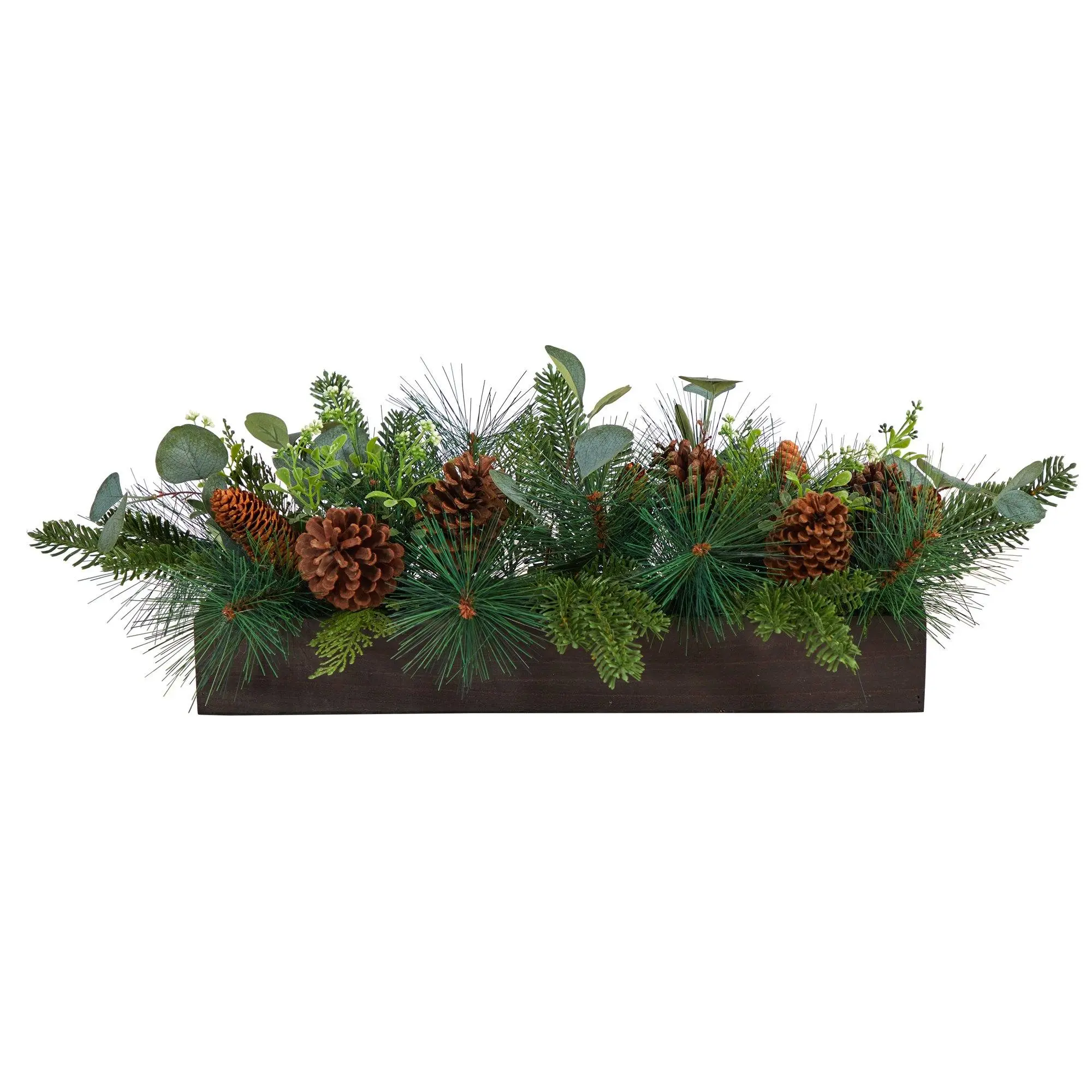 30-in Nature-Infused Artificial Evergreen Pine & Pine Cone Holiday Centerpiece Arrangement, Ideal for Tablecape Creation