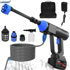 LARGNER Cordless Pressure Washer, 48V Battery Powered Portable Pressure Washer with 6-in-1 360° Adjustable Nozzle & Soap Container, Car Washing Tool
