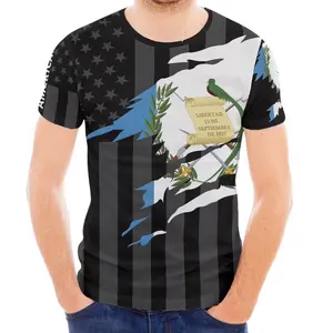 Playera de Guatemala/USA Combinada, Streetwear Guatemala Flag Design Men Women Fashion Oversized Menswear T-Shirt Top Love