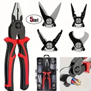 NANWEI Multi-functional Tip-pulling Pliers Tool Set, Featuring 5 Interchangeable Jaws, Multi-functional Cutting Tool Kit, Suitable for Electricians And DIY Enthusiasts - An Excellent Choice for Daily Use And As A Gift.
