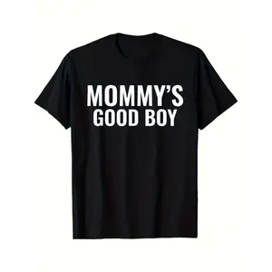 Men'S Retro Mommy'S Good Boy Graphic T-Shirt| Black with White Print, Soft Breathable, Crew Neck, Loose Fit, All-Season, Funny Gift Idea for Men