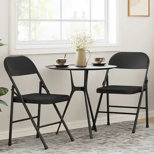 Heavy Duty Folding Chairs Set of 4 – Durable Metal Frame, Portable & Stackable, Supports Up to 350 lbs, Great for Dining Room, Office, Camping, Parties