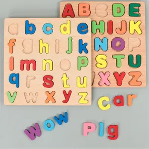 Wooden Alphabet & Number Puzzle Board - Matching Game for Preschool Learning, Montessori Toddler Toys for Early Education letter block card game Wooden Colorful Sudoku Brain Teaser Magnetic Color and Number Maze Puzzle