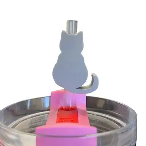 Cute Cat-Shaped Straw Topper for Stanley Cups & Tumblers 3D Printed PLA Material Keeps Straw Clean and Dust-Free Drinkware Bottles Adorable Cat Silhouette Design