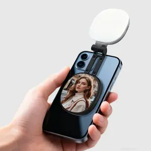 Magnetic Selfie Ring Light with Mirror, 600mah Battery for Daily Use, Portable Selfie Light, Perfect for Selfies, Video Conferencing, and Lighting Up Recordings, Cell Phone Light