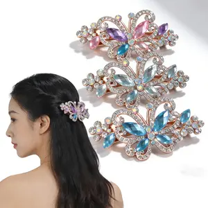 Elegant Butterfly Wing Hair Clip for Women, Rhinestone Flower Headpiece, Wedding and Daily Use Bridal Accessory