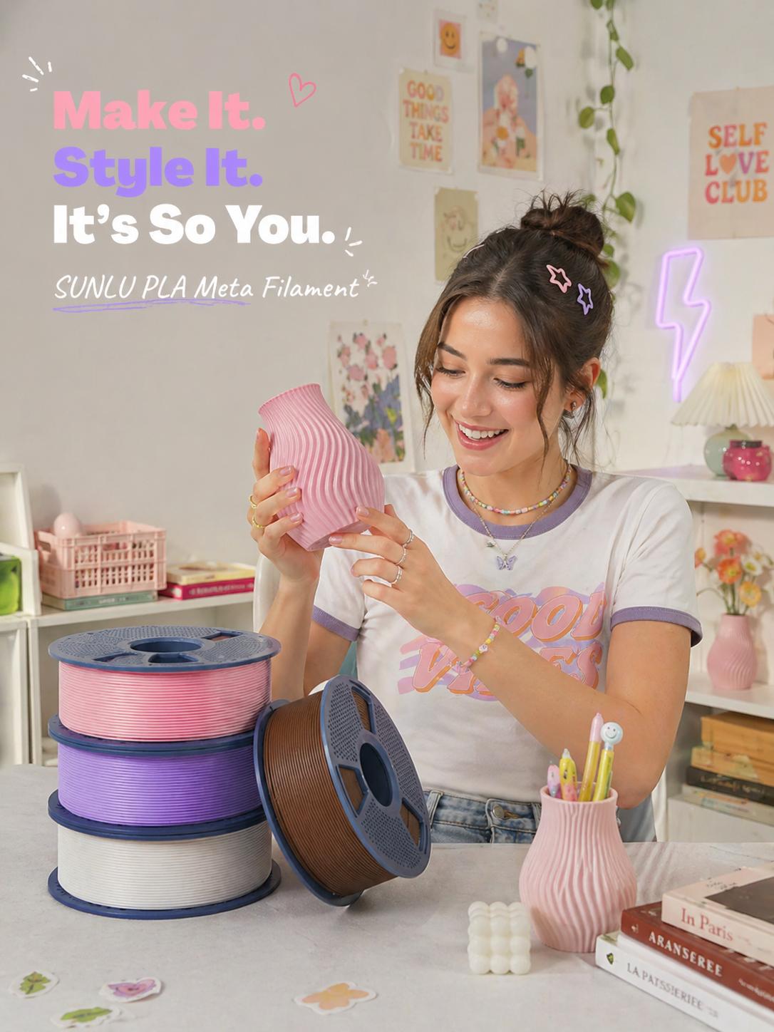 SUNLU PLA Meta 3D Printer Filament - 1KG Macaron Colors, PLA Based, Fast Print, Glossy Finish, Low Warpage - 3D Printing Supplies for Computers & Office Equipment SUNLU PLA Meta 3D Printer Filament - 1KG Macaron Colors, PLA Based, Fast Print, Glossy Finish, Low Warpage - 3D Printing Supplies for Computers & Office Equipment