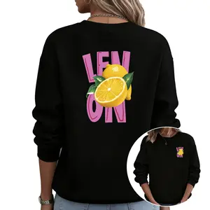 Women’s Summer Long Sleeve Sweatshirt with Creative Lemon Fruit Cello Pattern – Soft & Comfortable All-Match Top
