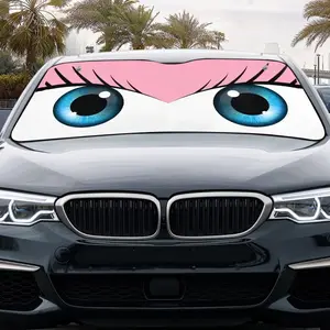 Anime Eyes Cute Cartoon Windshield Sun Shade, Japanese Style Big Blue Eyes Summer Car Shades for Front Windows Foldable, Portable for RV SUV, Front Placement, UV Protection, Easy Installation, Car Interior Accessories, Car Accessory, Car Decor