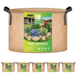 iPower Plant Grow Bags, Heavy-Duty 300g Nonwoven Fabric Pots with Reinforced Nylon Handles, Aeration Containers for Vegetables, Fruits & Flowers — Multiple Sizes & Pack Options