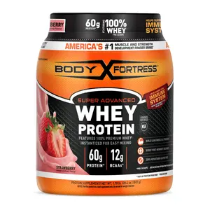 Body Fortress Super Advanced 100% Premium Super Whey Blend Protein Powder, 60g Protein, 1.74 lbs Vanilla Flavor Fitness Supplement with Immunity Boost, Vitamins C/D/Zinc, Muscle & Energy Support, Dietary Edible