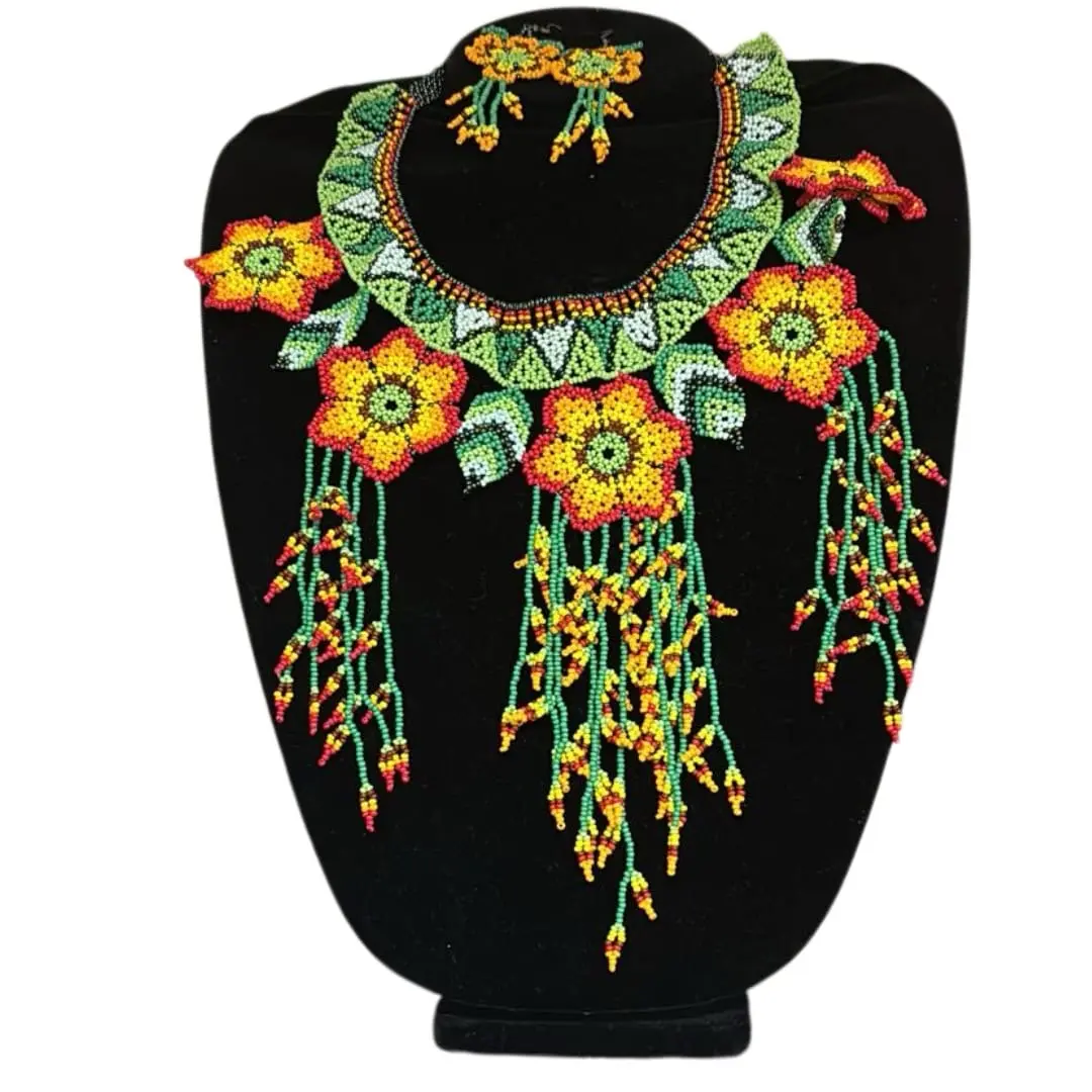 Mexican beaded necklace set/ made in Chiapas