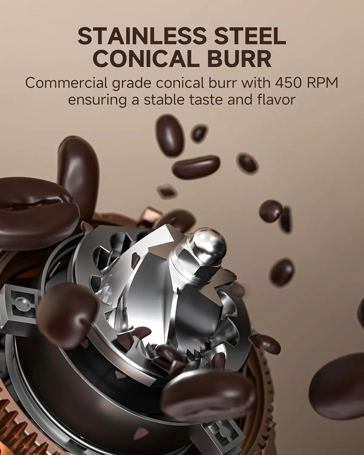 AMZCHEF 8306A Coffee Grinder with 75 Settings & 40mm Burrs | Anti
