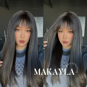JBEXTENSION MAKAYLA MONO Monofilament Handmade Wig 6X5 Full Monofilament Hand Tied Top Wig 23 Inches Long Black Straight Mono Lace Handmade Futura Fiber Glueless BS Wig MAKAYLA MONO【BENDY EAR TABS】
