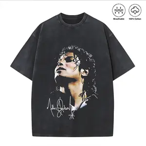 100 Percent Cotton Oversized Graphic T-Shirt Michael Jackson Signature And Portrait Summer Streetwear Fashionable Street Retro Style # Michael Jackson # Jaafar Jackson # biopic # music legend