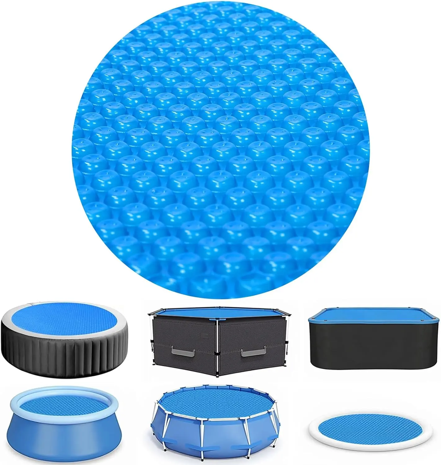 8 Mil Blue Heavy-Duty Round Solar Pool Cover - Outdoor Cuttable Sheet for Above-Ground & In-Ground Pools (21FT) with Heat Retention & Water Cleaning Functions