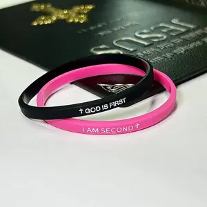 2 pack GOD IS FIRST BRACELET  I AM SECOND Motivational BRACELET Back to School
