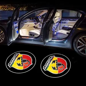 2pcs 500 Car Door Welcome Lights, Laser Projector Logo, Wireless Sensing, Compatible with Fiat Abarth 500C 500x 595 Panda Punto Bravo Tipo