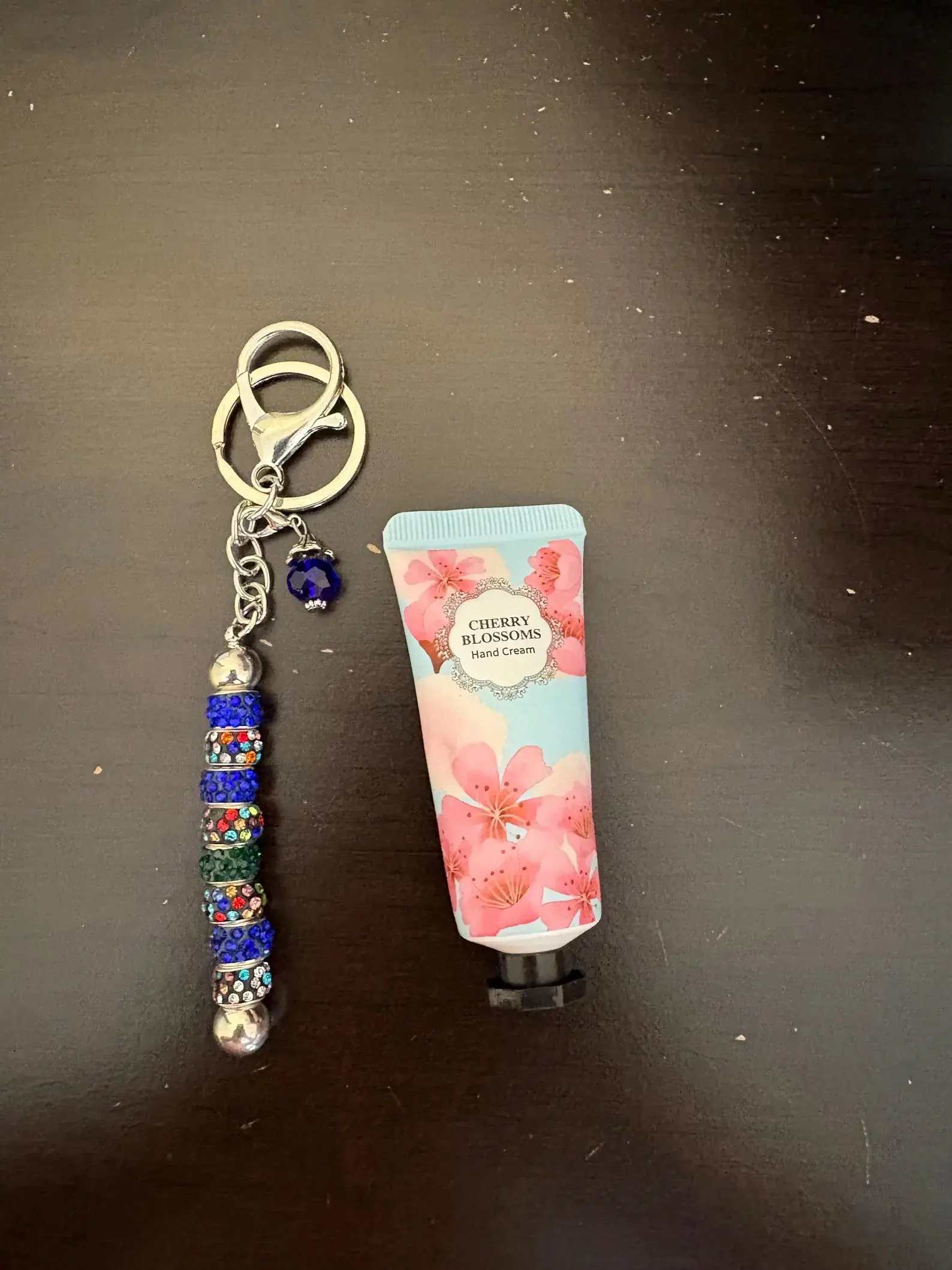 Women's Beaded Wristlet Keychain & Lotion Self-Care Set Pack with Bonus Handmade Gemstone Necklace