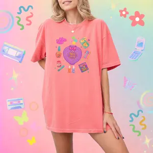 90s Girl Shirt - Retro Y2K Aesthetic Tee - Butterfly Clips, Body Spray & Polly Pocket Inspired Graphic T-Shirt