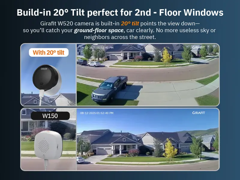 Product Introduction of Girafit 2K Second Floor Window Camera, ChroMax AI Color Night Vision, 2.4GHz & 5GHz Wi-Fi Indoor Security Cameras, Person & Motion Detection, 24/7 Recording, Easy & Quick Install, MicroSD Card Local Monitoring 2