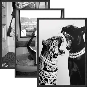 3pcs/set Unframed Modern Fashion Black and White High Heels Art Photography Poster Canvas Printing Mall Lounge Home Room Wall Decoration