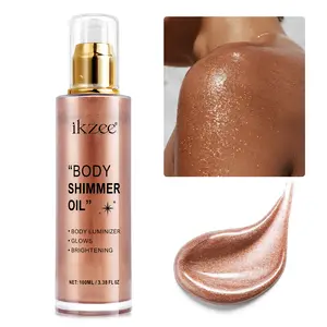 Ikzee Body Shimmer Oil 100ML Box,  new rose gold color, bright and unique, facial and body decorative oil, refreshing and non-greasy, easy to apply, suitable for facial and body shining oil