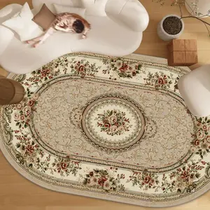 Oval Vintage Floral Pattern Rug, 1 Count Non-slip Soft Floor Mat, Washable Area Rug, Decorative Carpet for Home Living Room Bedroom