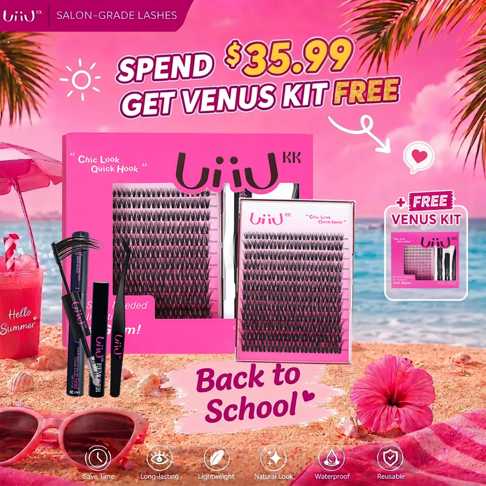UiiUKK Flora Lash Kit Volume Boosting Waterproof Long-Lasting DIY Extensions 144 PCS Cluster Lashes Soft Kim & Kylie D curl 8-18mm Mix Easy DIY At Home Ultra Thin Band beach essentials