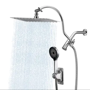High-Pressure NGNP All-metal dual shower head combination, 10-inch high-pressure rain shower head, handheld shower head, 14-inch adjustable extension arm, 3 spray modes, 59-inch shower hose, shower bracket. holder