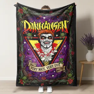 Danhausen "Very Nice, Very Evil" Cozy Flannel Blanket, Gothic Horror Wrestling Character Graphic Throw Blanket, Perfect for AEW Fans & Spooky Home Decor Enthusiasts