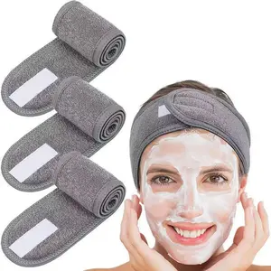 3Pcs Adjustable Women's Spa Facial Headband, Shower & Makeup Hair Tie Suitable For Washing Face, Soft Towel & Hair Styling Accessory Accessories