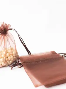 Organza Drawstring Gift Bag, High Transparency Material, Gold Trim, Reusable Mini Transparent Jewelry Pouch, Perfect for Gifts
