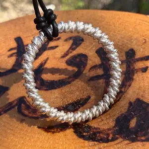 Fine .999 Silver Double Twisted 1/4 Royal Egyptian/مصري cubit Tensor Ring Pendant- 14 Gauge