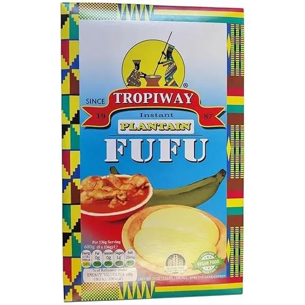 Tropiway Plantain Fufu Flour - Traditional West African Staple Flour, Contains Plantains, Easy to Prepare, Smooth Texture, Pairs Well with Soups