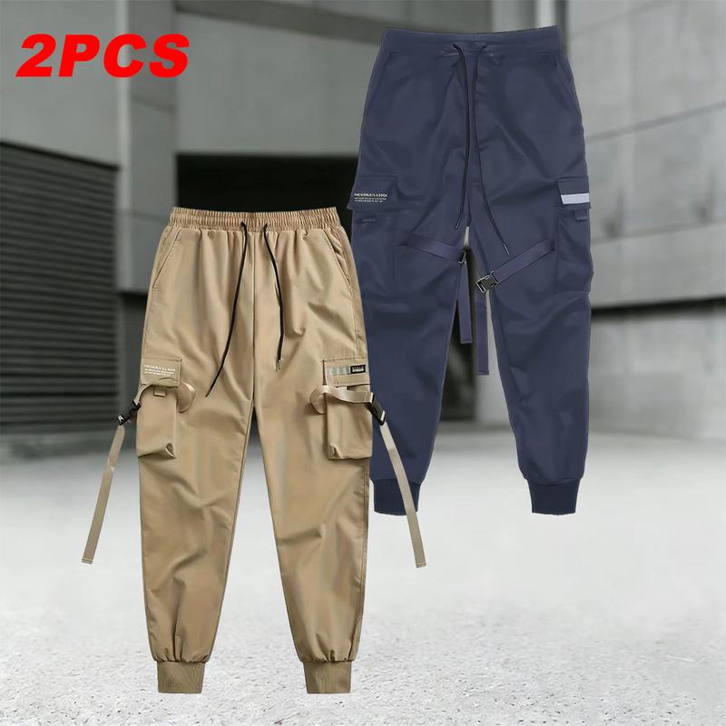 Men's Relaxed Fit Outdoor Hiking Pants Spring & Autumn, 2-Pack, loose work pants with multiple pockets, drawstring waistband, lightweight breathable fabric, perfect for hiking, camping, and everyday casual wear