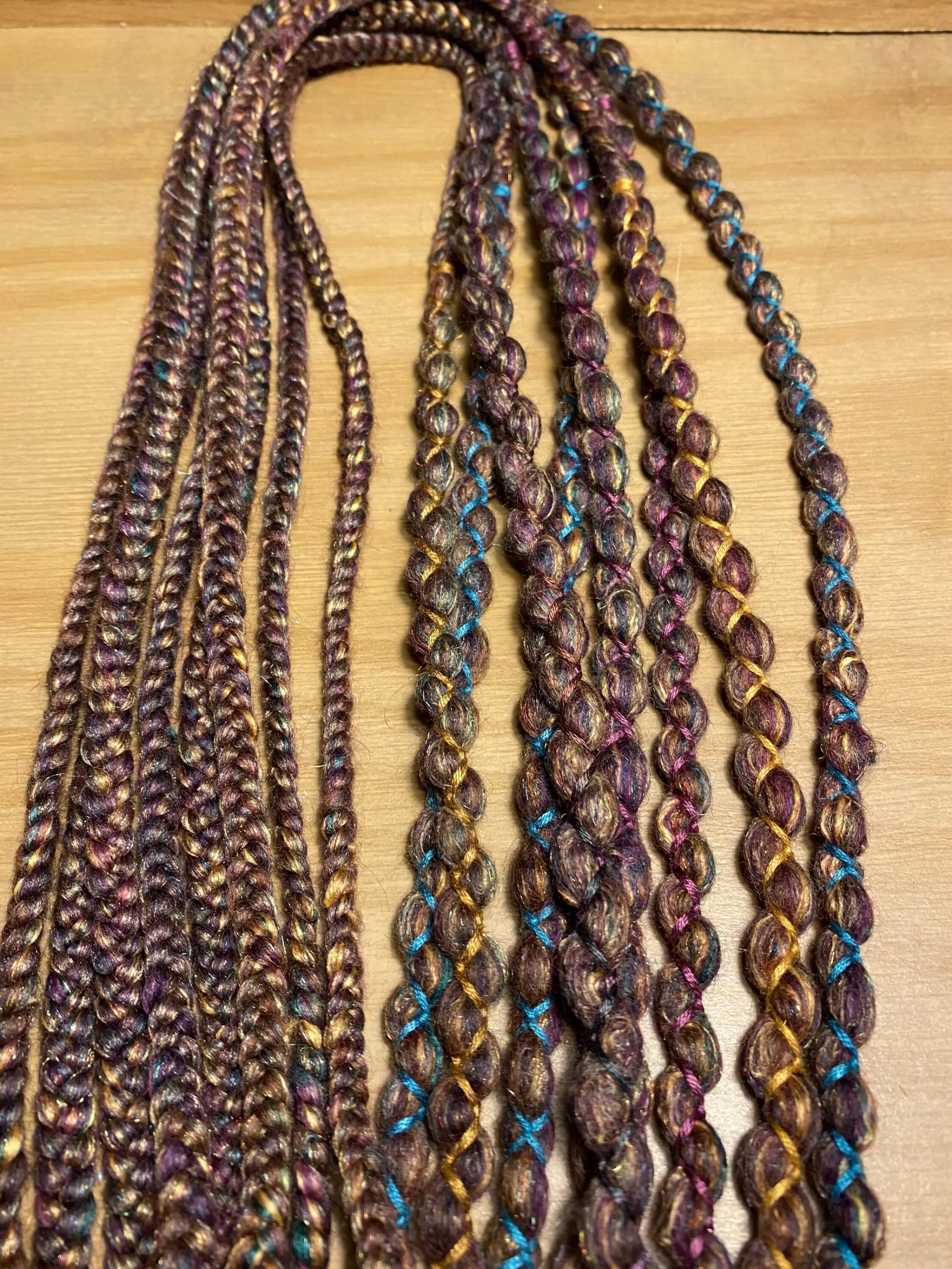 Cinnamon teal wool dreadlock extensions