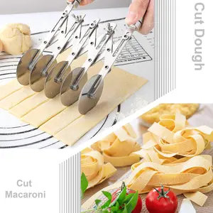 1pc Stainless Steel Pasta Noodle Cutter, Ergonomic Handle, Adjustable Rolling Pin, Multifunctional Round Pizza Dough Separator, Baking Tool