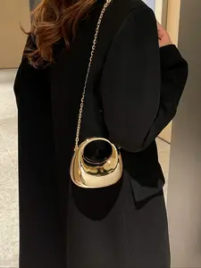 Acrylic Crescent Moon Box Shaped Handbag, Fashionable Versatile Chain Shoulder Crossbody Bag, Perfect for Lipstick & Earphones