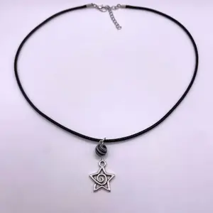 Star Spiral Necklace | Black Rope Star Necklace | Star Rope Necklace | y2k 2000's rope Jewelry | Star Jewelry | kpop | Female Daily Male | y2k jewelry | Coil Necklace | Retro Glam | Cosmic Rope Pendant | Galactic Star Accents