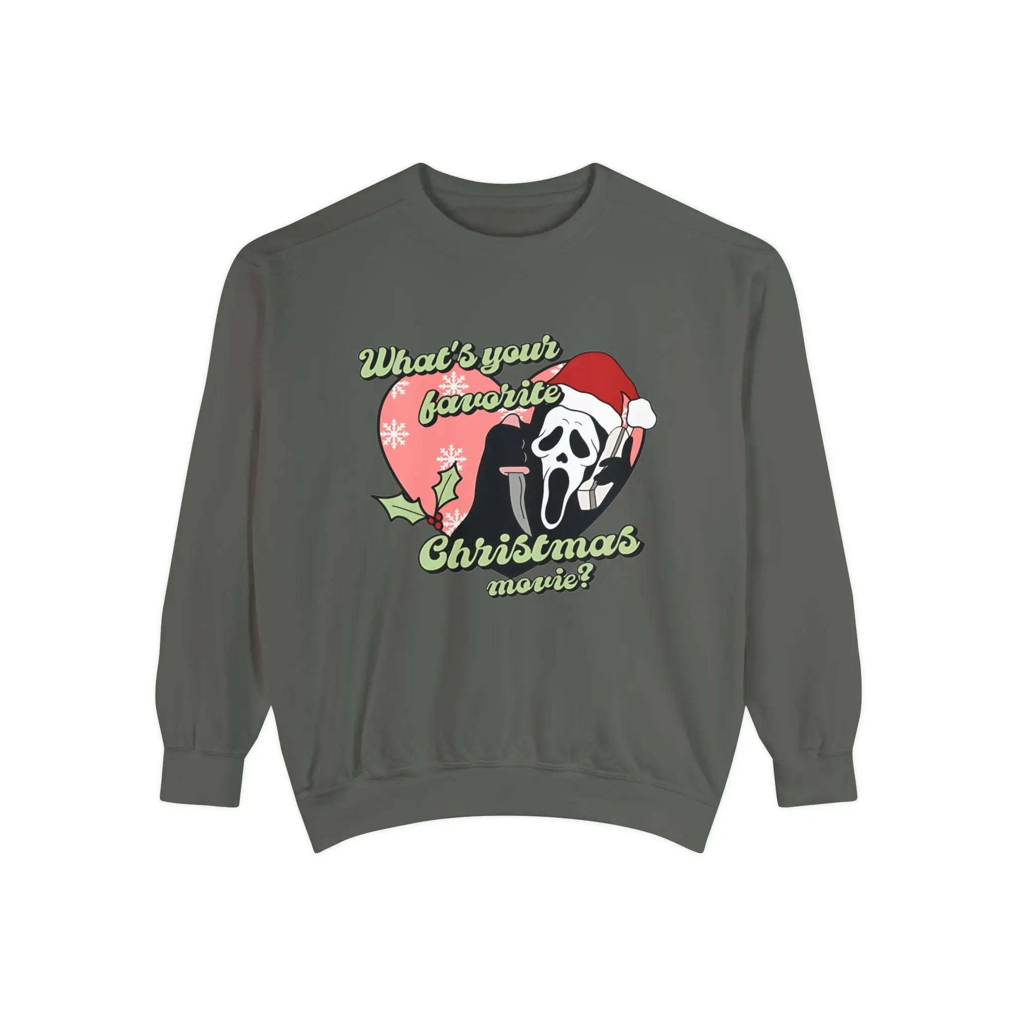 What's Your Favorite Christmas Movie Ghostface Sweater | Christmas Sweater | Millennial Christmas Sweater | Horror Movie Sweater Classic Menswear Festive Traditional Pullover Long Sleeve